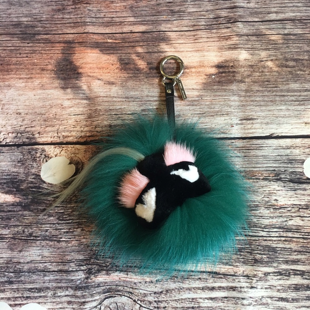 Teal and Pink Fur Keychain Accessory